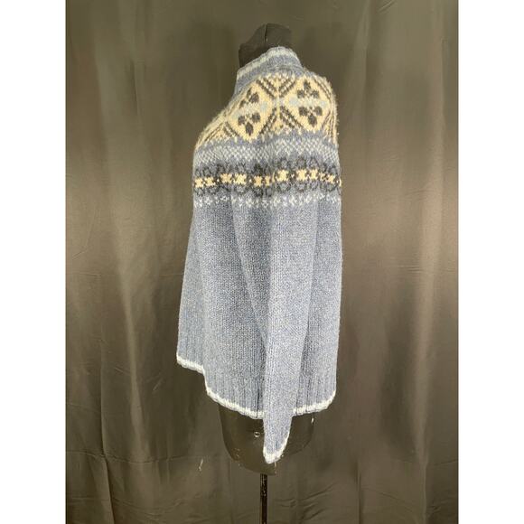 Vintage Woman's Eddie Bauer Legend Wool Sweater, Blue Fair Isle Medium - Picture 3 of 6